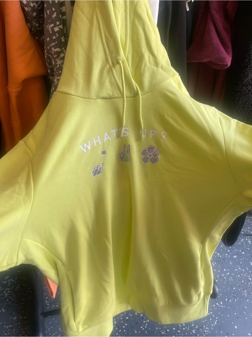 Puma Neon Yellow "What's Up?" Graphic Hoodie